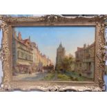 PETER CHRISTIAN DOMMERSEN Street scene in Ghent Oil on canvas Signed 50cm x 74cm