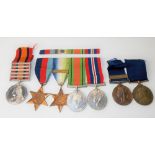 Interesting family group of medals to inc. a Queen Victoria South Africa with five bars, South