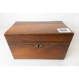 George III rosewood rectangular two-section tea caddy with brass escutcheon, width 17.5cm