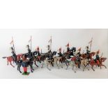 W. Britain set of six 11th Hussar Horse & Riders including one standing; together with a set of