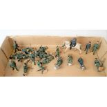 W. Britain twenty-one Gurkha figures including a walking officer & a mounted officer (re-painted)