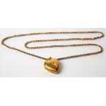 15ct gold small diamond set heart-shaped locket with rope link 15ct gold necklace, weight overall
