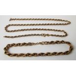 9ct gold rope twist necklace (AF) together with a 9ct gold rope twist bracelet, weight 8.7g approx