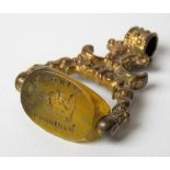 19th Century pinchbeck yellow stone intaglio anti-slavery swivel watch fob, the three sided fob