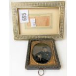 Victorian Daguerreotype photograph of a young boy, within original frame, 7.5cm x 6.5cm overall;