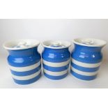 Pair of T.G. Green & Co Ltd Cornish kitchen ware lidded storage jars, height 12.5cm; together with