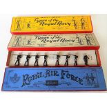 Three W. Britains boxed soldier sets, including 'Royal Air Force', two 'Types of the Royal Navy' (