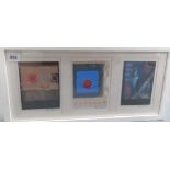 RAY BARRY 'Triptych' Acrylic on board Three works in the same frame, each signed, inscribed to the