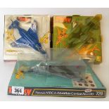 Three Dinky Toys diecast aeroplanes no's 725, 729 & 731 within boxed blister cases (3)