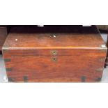 19th Century camphorwood brass bound campaign blanket box with brass twin carrying handles, width