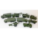 Nine various Dinky Toys diecast military vehicles, including two armoured command vehicles no. 677