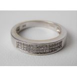 18k white gold diamond chip cluster half eternity ring, stamped 18k, white, 5.1g approx.