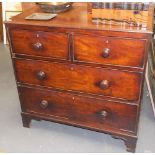 George III mahogany chest of drawers, the moulded top over two short and two long drawers upon