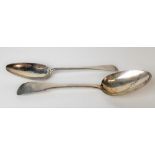 George III Scottish silver fiddle pattern tablespoon, maker AH, Edinburgh 1820; together with a