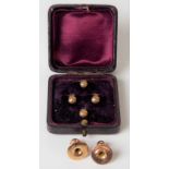 Cased set of four 9ct hallmarked gold shirt studs, weight 2.4g approx, together with two other 9ct