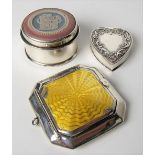 Modern silver pill pox with Wedgwood Jasper ware lid; together with a silver hallmarked yellow