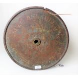 WWI military issue frontline communication cable reel by Allcock and dated 1918, with stamped marks,