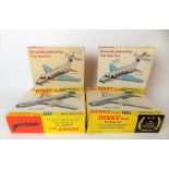 Two Dinky Toys Boeing 737 boxed aeroplanes, both no. 717; together with two boxed Hawker Siddeley