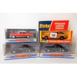 Three Dinky Matchbox boxed cars; together with a Dinky Princess 220HL saloon no. 123 within box (