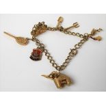 9c gold charm bracelet with six various 9ct gold charms, weight 15.9g approx