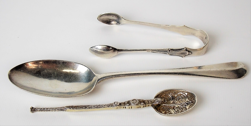 Victorian silver miniature copy of The Anointing Spoon, maker N&H, Chester 1901; together with a