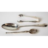 Victorian silver miniature copy of The Anointing Spoon, maker N&H, Chester 1901; together with a