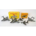 Dinky Toys diecast P.IB lightning fighter no. 737 fighter plane, boxed; together with a Super Marine