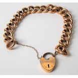9ct rose gold curb link bracelet with gold plated padlock, weight 18.9g approx.