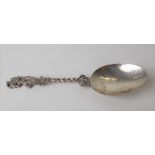 Continental silver spoon with cast pierced handle, strike marks to the back of the bowl, weight 56.