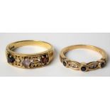 Two 9ct hallmarked gold stone set rings, weight 6.6g approx.