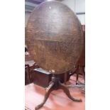 George III oak tilt-top tripod table, diameter 81cm