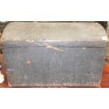 19th Century stained pine dome lid trunk, width 67cm.