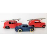 Dinky Toys diecast two streamlined fire engines no. 25H; together with a streamlined air service car