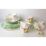 Shelley 'Autumn Leaves' part tea set, pattern no. 11724, comprising five teacups and saucers, six