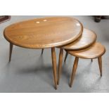 Ercol elm pebble nest of three tables