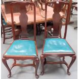 Matched set of ten mahogany Queen Anne style dining chairs with vase splats & on cabriole forelegs