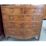 Early 19th Century mahogany bow front chest of two short over three long graduated drawers