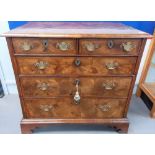 Early 18th Century walnut cross-banded & inlaid chest of drawers,