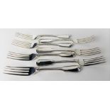 Victoria silver set of six fiddle thread pattern table forks, maker MC, London 1839; together with