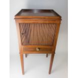 19th Century mahogany tambour front night stand, with single drawer on square tapering legs, width