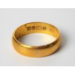 22ct hallmarked gold band ring, weight 6.6g approx.