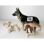Three Beswick Pottery dogs, including CH Ulrica of Brittas.