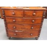 19th Century mahogany bow front chest of two short over three long graduated drawers flanked by