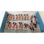 W. Britain set of eight Seaforth Highlanders, re-painted together with seven Gordon Highlanders, a