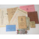 WWII trio of medals with paybook & paperwork for L.F. Adams