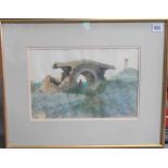 KEN SYMONDS 'Arsenic Furnace Botallack' Watercolour & pencil Signed Inscribed to the back 22cm x