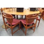 Mid Century Danish teak oval extending dining table, designed by Peter Hvidt & Orla Molgaard-Nielsen