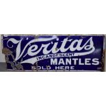 Vintage enamel sign for 'Baritas Incandescent Mantels Sold Here, 38cm x 100cm