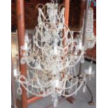 Impressive brass & cut glass twelve branch chandelier with glass drops, height 86cm approx.