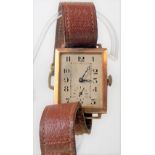 Benson Watch Company 9ct rose gold cased manual wind gentleman's wristwatch, the rectangular 20mm